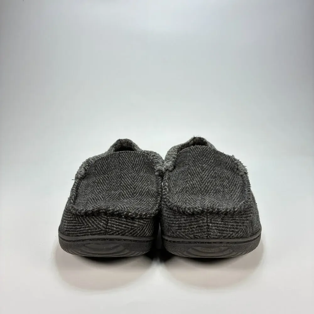Dearfoams Brendan Gray Herringbone Indoor Outdoor Clog Slippers Men's Size 10